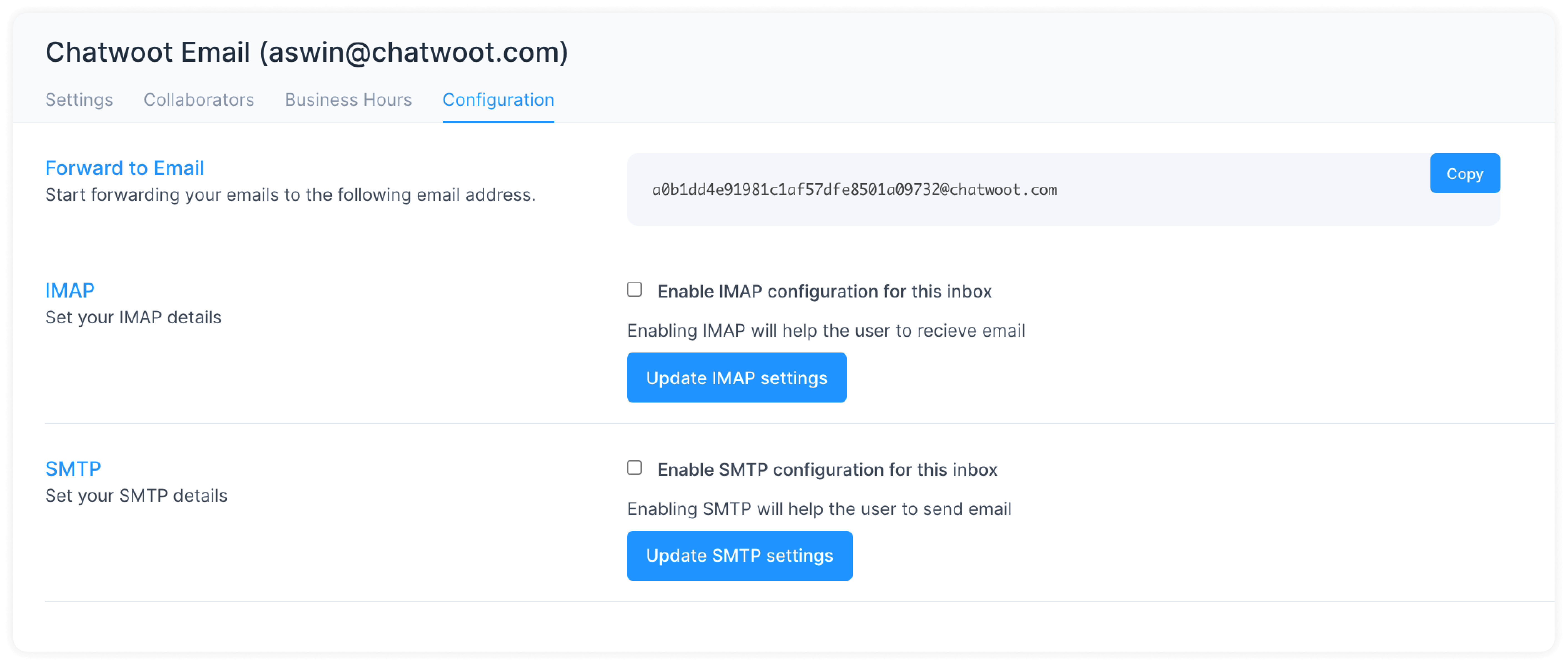 configure imap in chatwoot