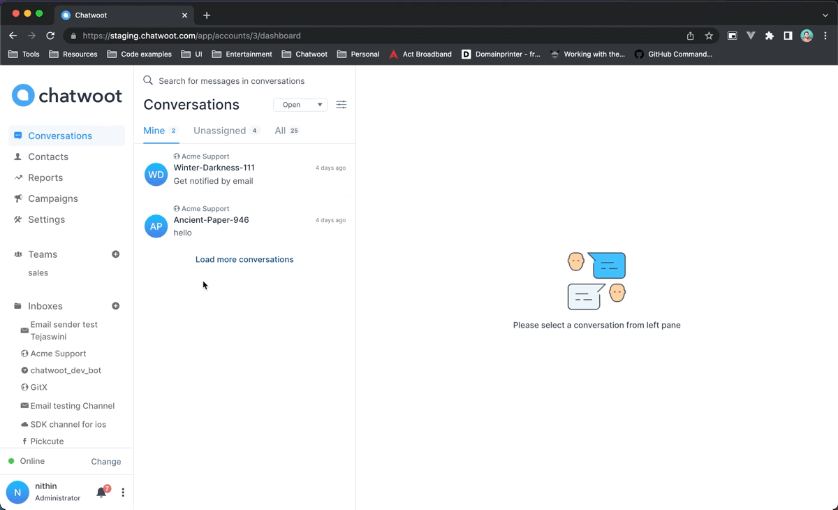 Import contacts to chatwoot from a csv file