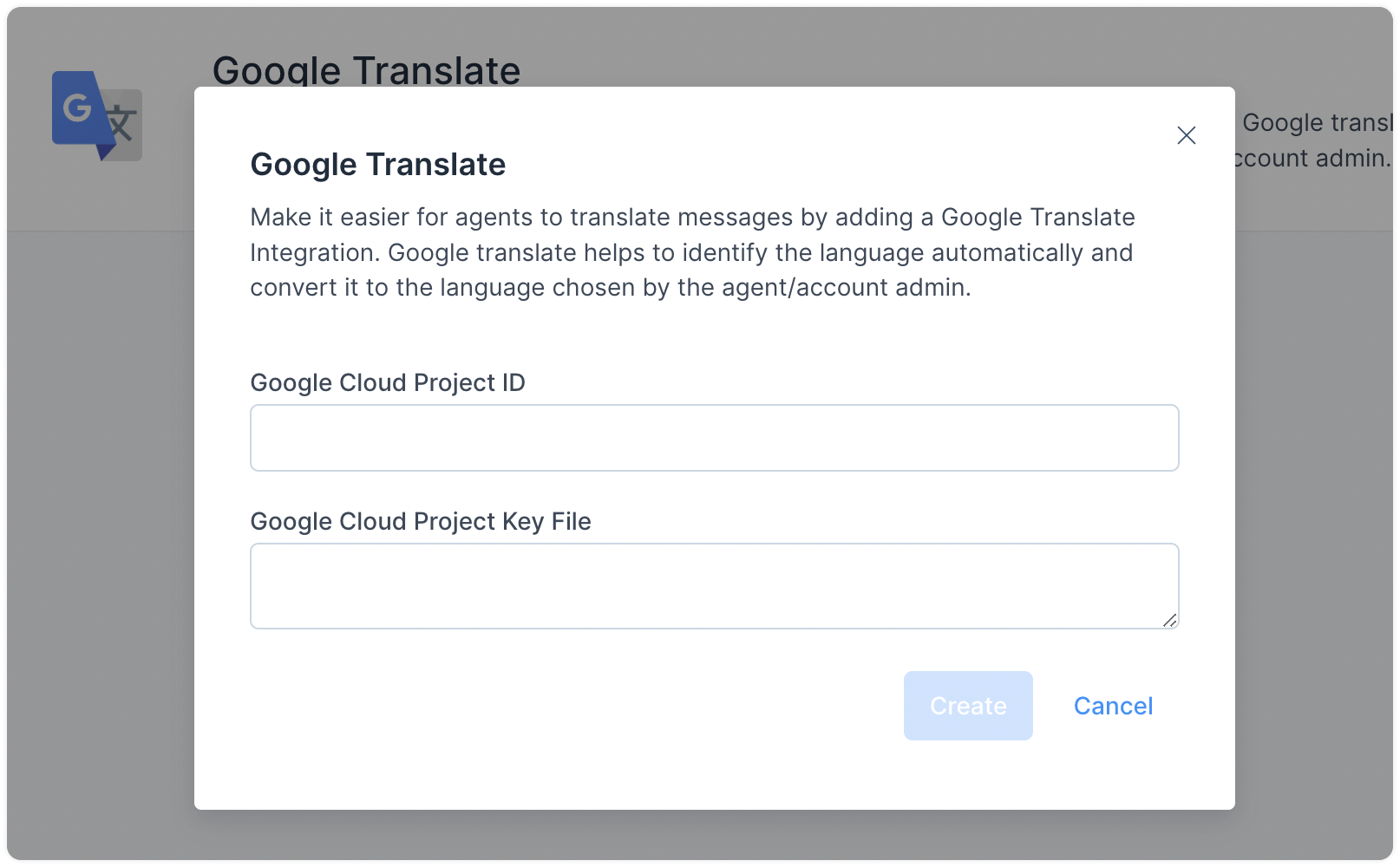 Google Translate setup