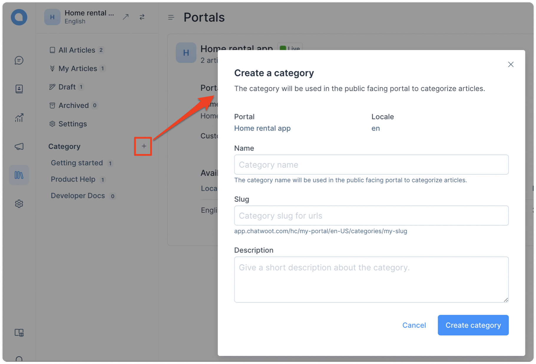 Create category modal