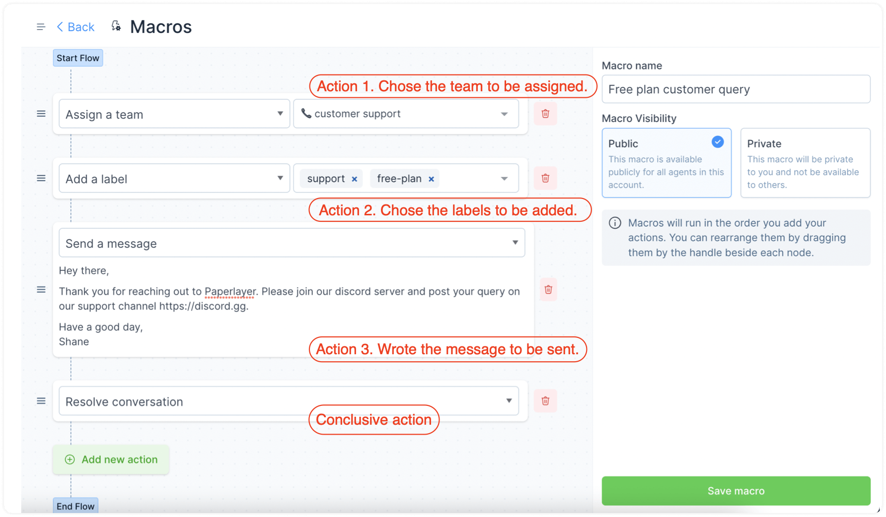 Macros example Setup in UniLink